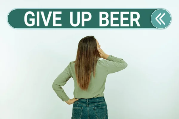 Inspiration Showing Sign Give Beer Business Approach Stop Drinking Alcohol — Foto Stock