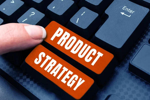 Text Showing Inspiration Product Strategy Word Written Long Term Plan — Stock Photo, Image