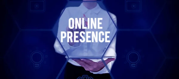 Sign Displaying Online Presence Business Approach Existence Someone Can Found — 스톡 사진