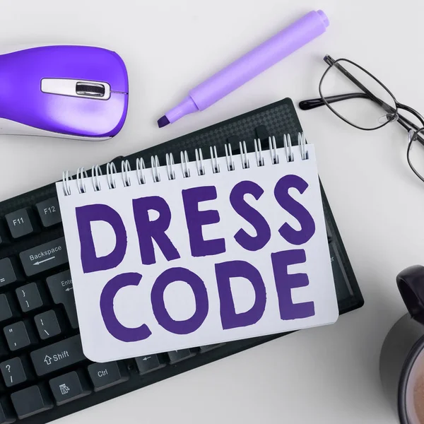 Inspiration Showing Sign Dress Code Word Written Accepted Way Dressing — Stock Photo, Image