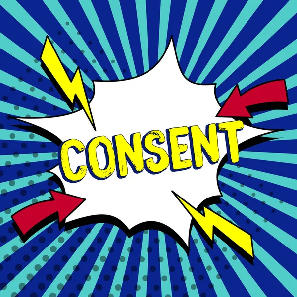 Affichage Conceptuel Consentement Internet Consentement Général Sujet Événement Une Action — Photo