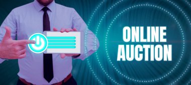 Çevrimiçi Açık Artırma Kavramsal başlık, İnternet üzerinden mal veya hizmet satın alma ve satma İş Genel Bakış süreci