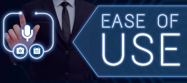 Hand writing sign Ease Of Use, Business overview User friendly easy to operate simple technology for everybody