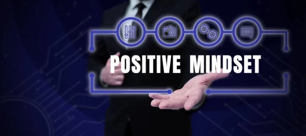Handwriting Text Positive Mindset Business Concept Mental Emotional Attitude Focuses — Stok fotoğraf