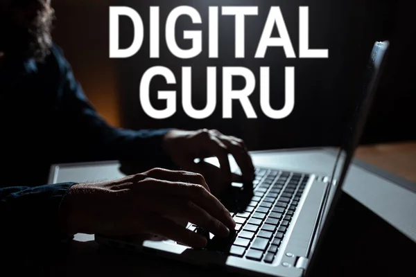 Writing Displaying Text Digital Guru Business Approach Teacher Intellectual Guide — Photo