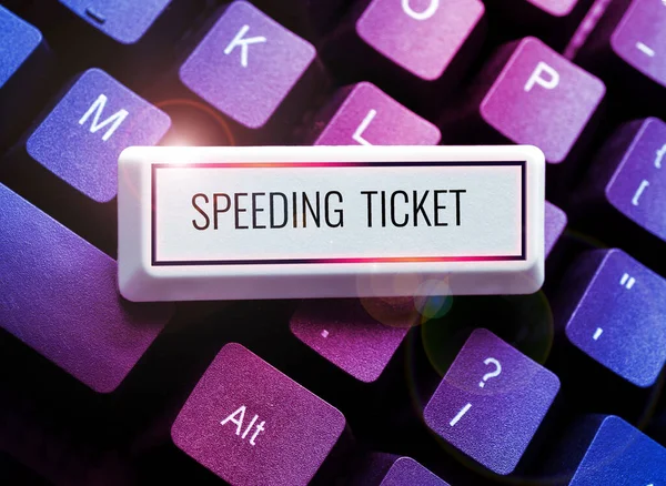 Sign displaying Speeding Ticket, Business showcase psychological test for the maximum speed of performing a task