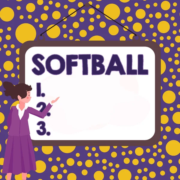 Handwriting Text Softball Word Written Sport Similar Baseball Played Ball —  Fotos de Stock