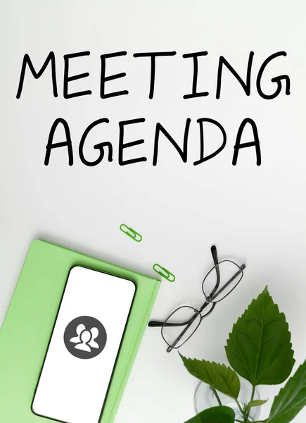 Text showing inspiration Meeting Agenda, Business overview An agenda sets clear expectations for what needs to a meeting