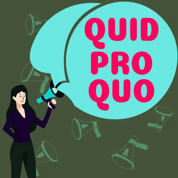 Quid Pro Quo Businessアプローチを示すテキストサイン何かの見返りとして付与または期待される好意または利点 — ストック写真