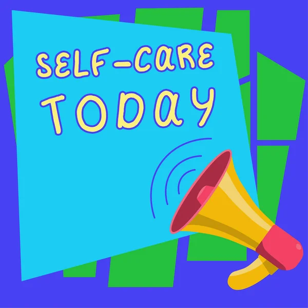 Text Sign Showing Self Care Today Concept Meaning Practice Taking — Foto Stock