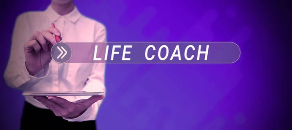 Conceptual display Life Coach, Business showcase A person who advices clients how to solve their problems or goals