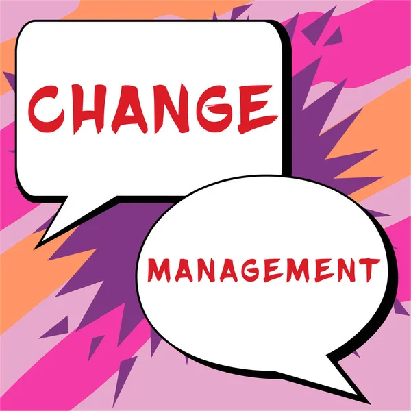 Text Sign Showing Change Management Business Overview Replacement Leadership Organization — Zdjęcie stockowe