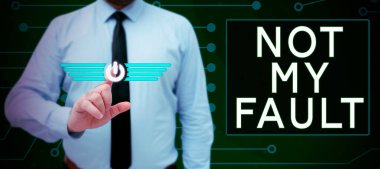 Conceptual caption Not My Fault, Word for To make excuses to avoid being accused for a mistake error