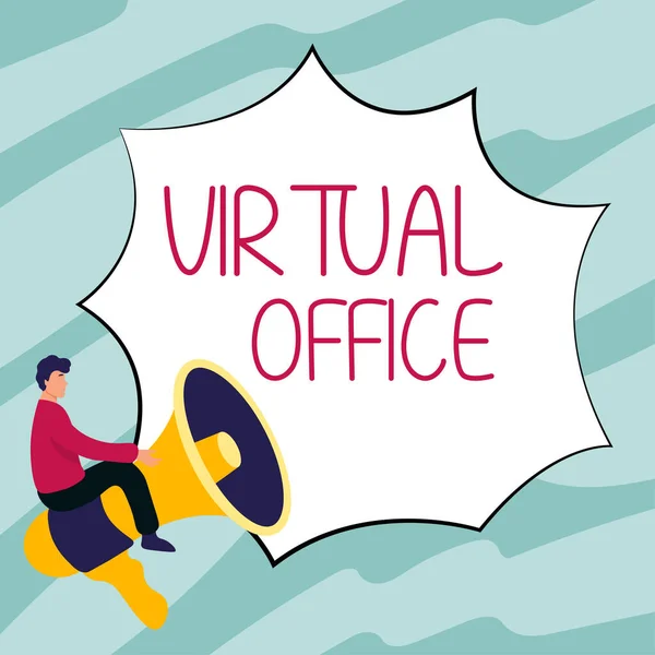 Text Caption Presenting Virtual Office Concept Meaning Mobile Work Environment — Foto Stock