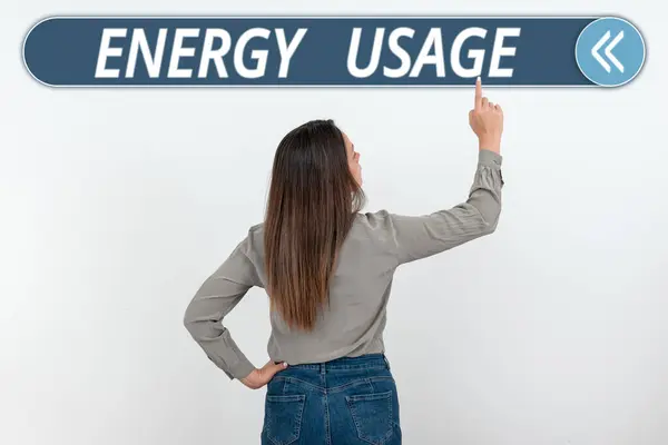 Segno Testo Che Mostra Uso Energia Concetto Internet Quantità Energia — Foto Stock