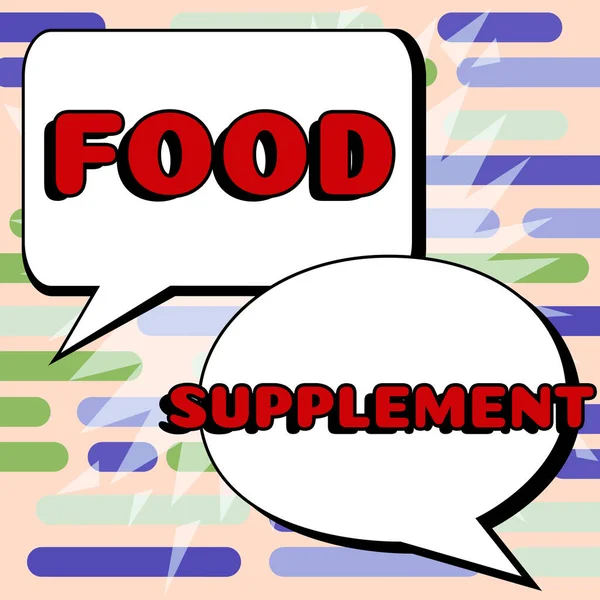 Handschriftteken Voedingssupplement Begrip Betekenis Voorwaarden Praktijken Die Kwaliteit Van Voedsel — Stockfoto