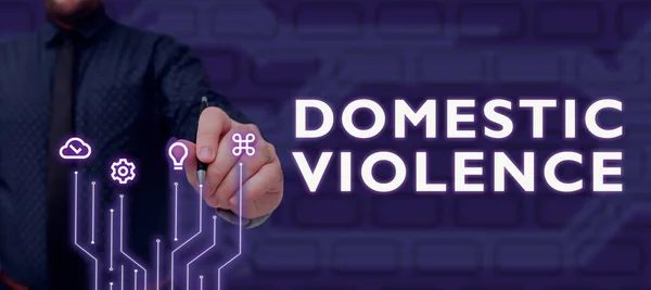 Conceptual Caption Domestic Violence Business Concept Violent Abusive Behavior Directed — Foto Stock
