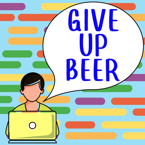 Conceptual Caption Give Beer Business Concept Stop Drinking Alcohol Treatment — Foto de Stock