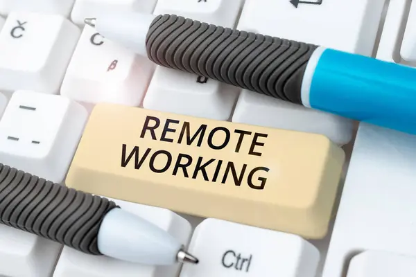 Conceptual Display Remote Working Business Overview Situation Which Employee Works — Φωτογραφία Αρχείου