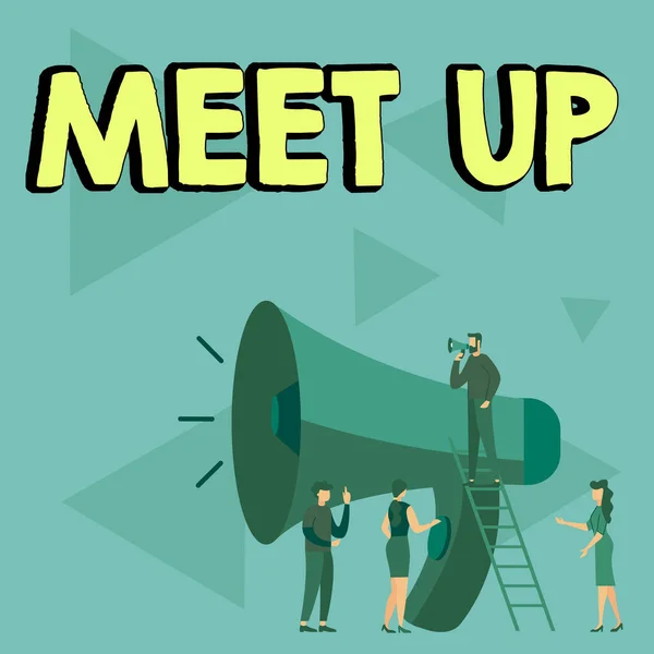 Text Showing Inspiration Meet Business Showcase Informal Meeting Gathering Teamwork — Stock Fotó