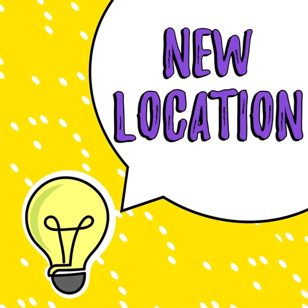Text Sign Showing New Location Business Showcase Get Located New — Stok fotoğraf