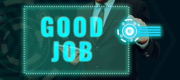 Text Sign Showing Good Job Word Encourage Someone His Effort — Photo