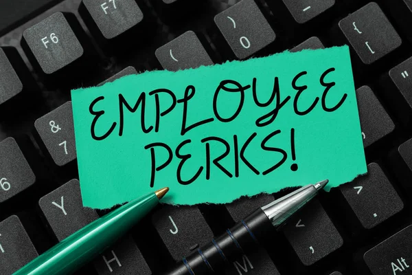 Conceptual Caption Employee Perks Business Idea Worker Benefits Bonuses Compensation — Stock Photo, Image