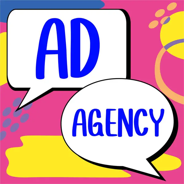 Yazısı Reklam Ajansı Internet Kavram Şirketi Reklam Hazırlama Idare Etme — Stok fotoğraf