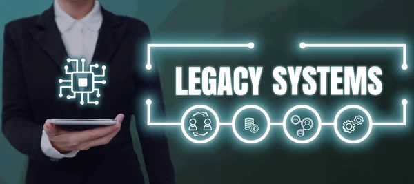 Tekstbord Met Legacy Systems Internet Concept Oude Methode Technologie Computersysteem — Stockfoto