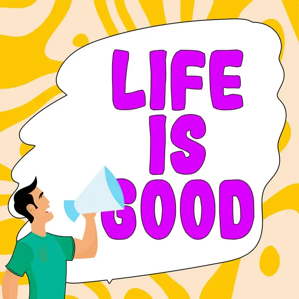 Text Caption Presenting Life Good Internet Concept Obtain Everything You — Stockfoto