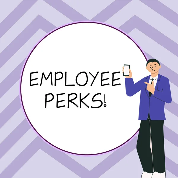 Inspiration Showing Sign Employee Perks Business Concept Worker Benefits Bonuses — Foto Stock