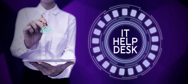 Writing Displaying Text Help Desk Business Overview Online Support Assistance —  Fotos de Stock
