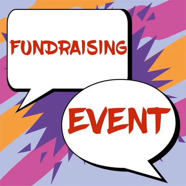 Znak Tekstowy Pokazujący Fundraising Event Słowo Napisane Kampanię Której Celem — Zdjęcie stockowe