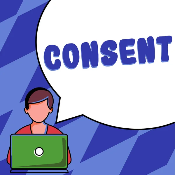 Text Sign Showing Consent Business Approach General Agreement Particular Subject — Fotografia de Stock