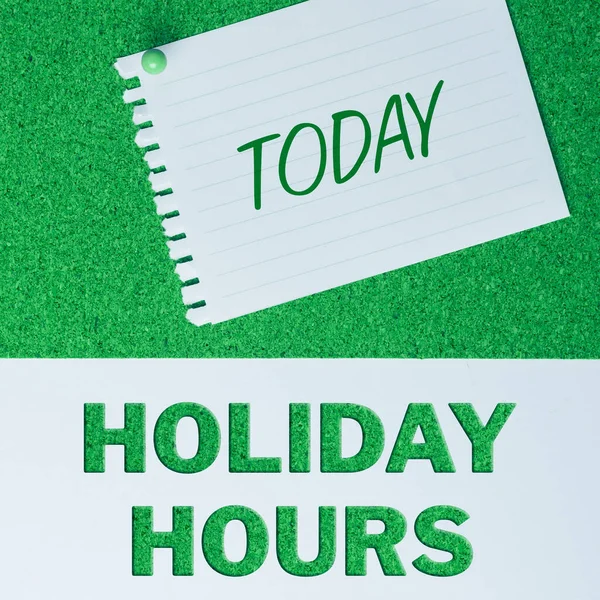 Hand Writing Sign Holiday Hours Business Idea Bonus Payment Employee — Foto de Stock