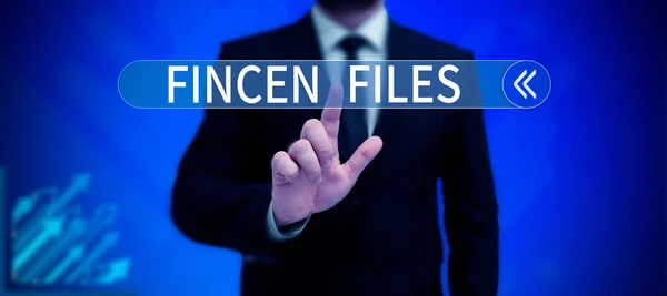 Text Sign Showing Fincen Files Business Overview Transactions Financial Assets — Stockfoto