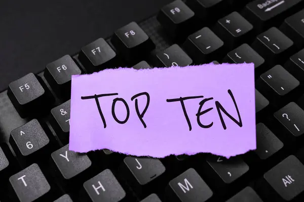 Hand Writing Sign Top Ten Business Idea Ten Most Popular — Stock Fotó