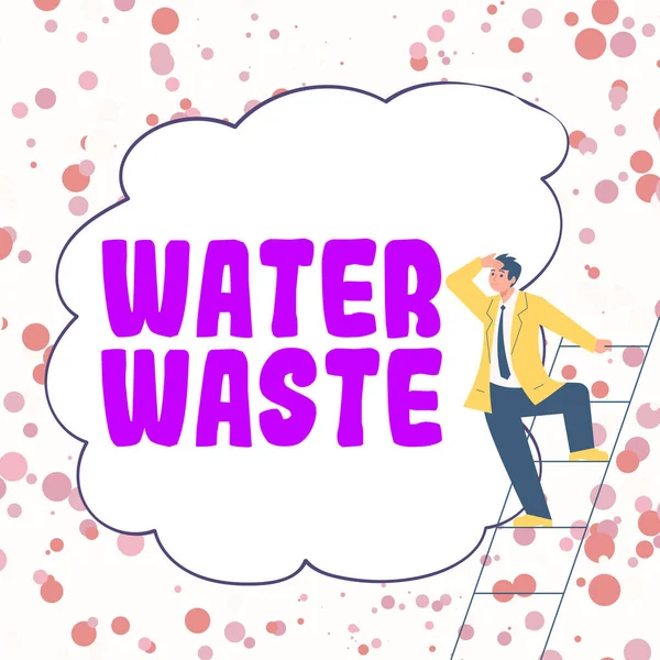 Conceptual Caption Water Waste Word Written Liquid Has Been Used — Foto de Stock