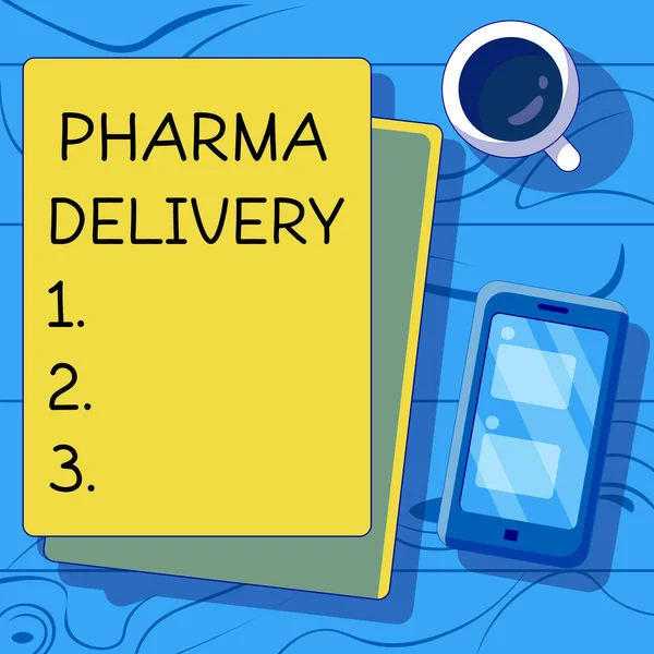 Sinal Escrita Mão Pharma Delivery Foto Conceitual Recebendo Suas Receitas — Fotografia de Stock
