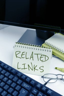 İlgili Bağlantılar sunan metin başlığı, Bir Web Sayfası Çapraz referans Hotlinks Hyperlinks içinde Web sitesi anlamına gelen kavram