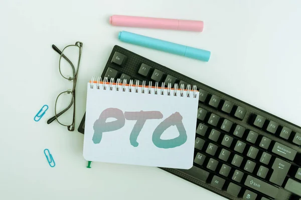 亲笔签名Pto Business Overview雇主对个人假期给予补偿 — 图库照片