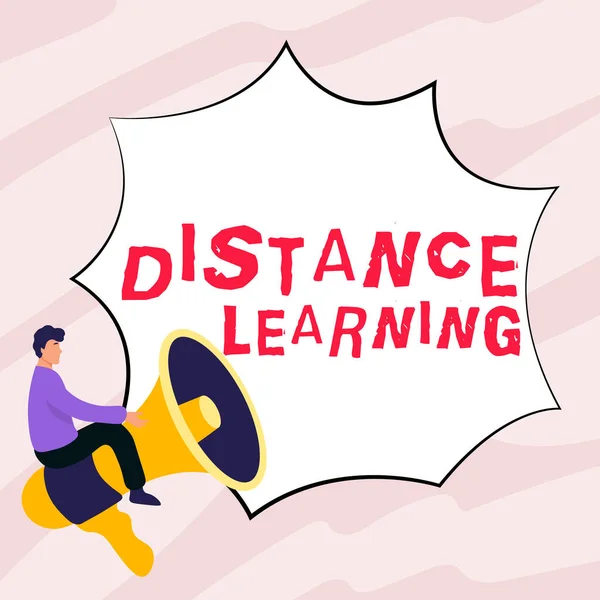 Hand Writing Sign Distance Learning Concept Meaning Educational Lectures Broadcasted — Stok fotoğraf