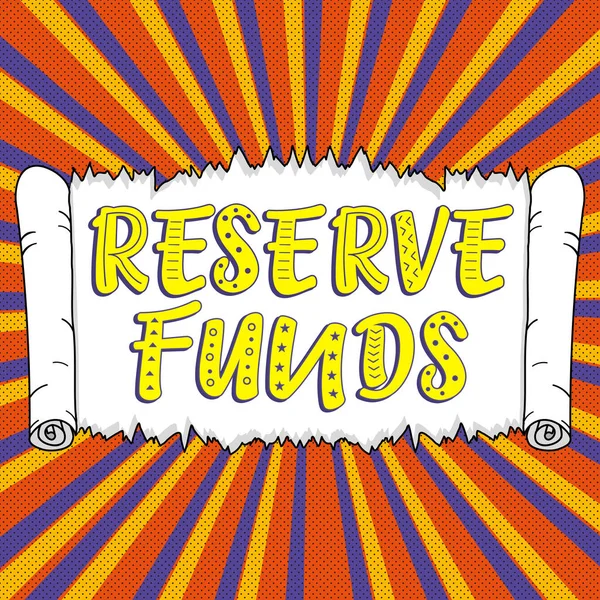 Text Sign Showing Reserve Funds Concept Meaning Money Released Bank — Stockfoto