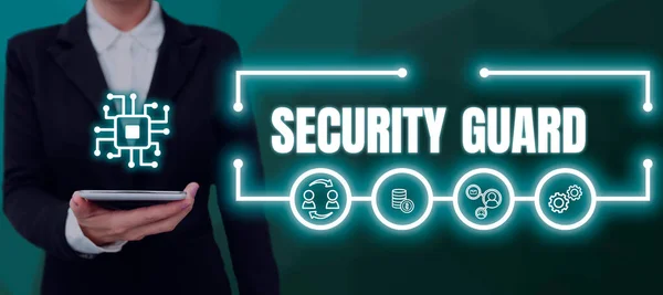 Text Caption Presenting Security Guard Internet Concept Tools Used Manage — Fotografia de Stock