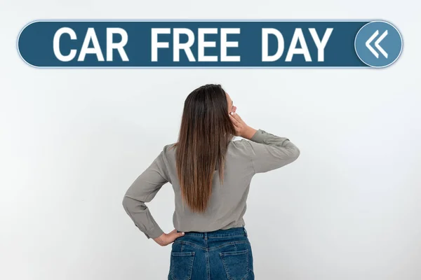 Hand Writing Sign Car Free Day Business Showcase Environment Protection — Foto Stock