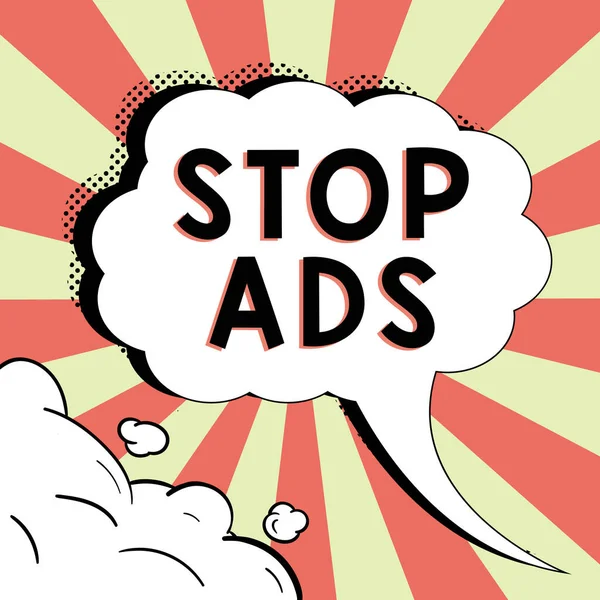 Conceptual Caption Stop Ads Word Written Program Remove Different Kinds —  Fotos de Stock