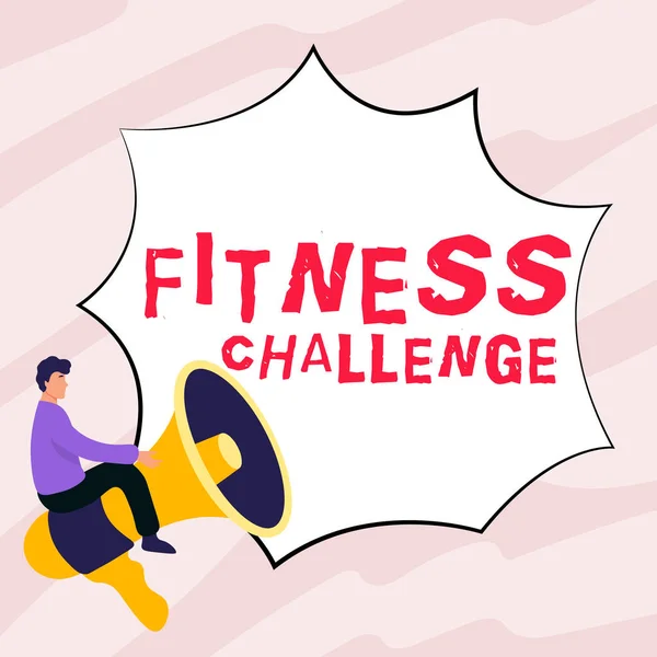 Text Sign Showing Fitness Challenge Word Condition Being Physically Fit — Photo