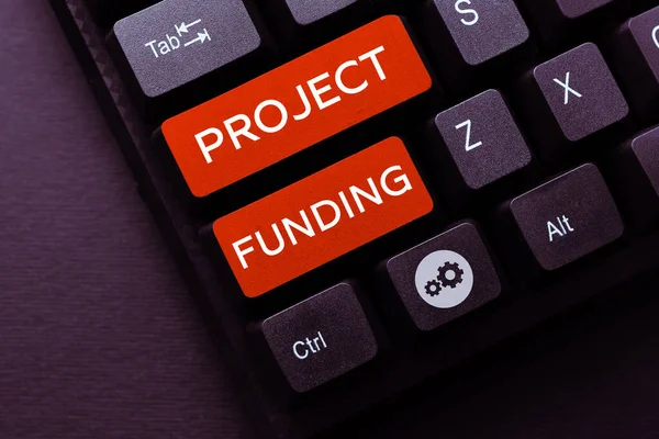 Psaní Zobrazeného Textu Financování Projektů Podnikatelský Přístup Placení Spuštění Aby — Stock fotografie