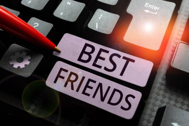 Writing displaying text Best Friends, Conceptual photo A person you value above other persons Forever buddies
