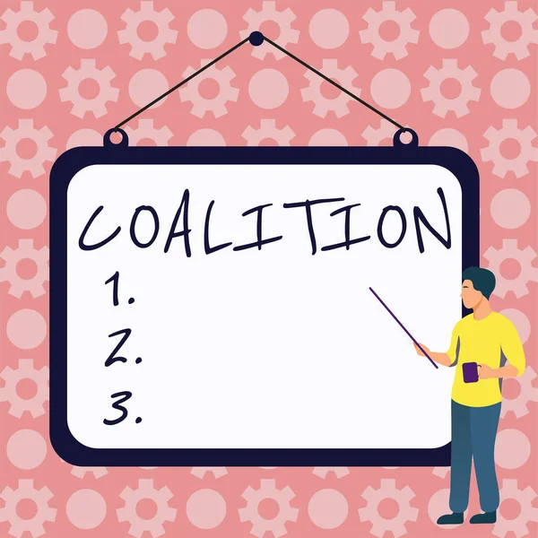 Text Showing Inspiration Coalition Business Idea Temporary Alliance Distinct Parties — Fotografia de Stock